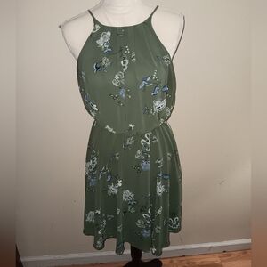 Floral Green Sleeveless Dress Blue Rain Medium